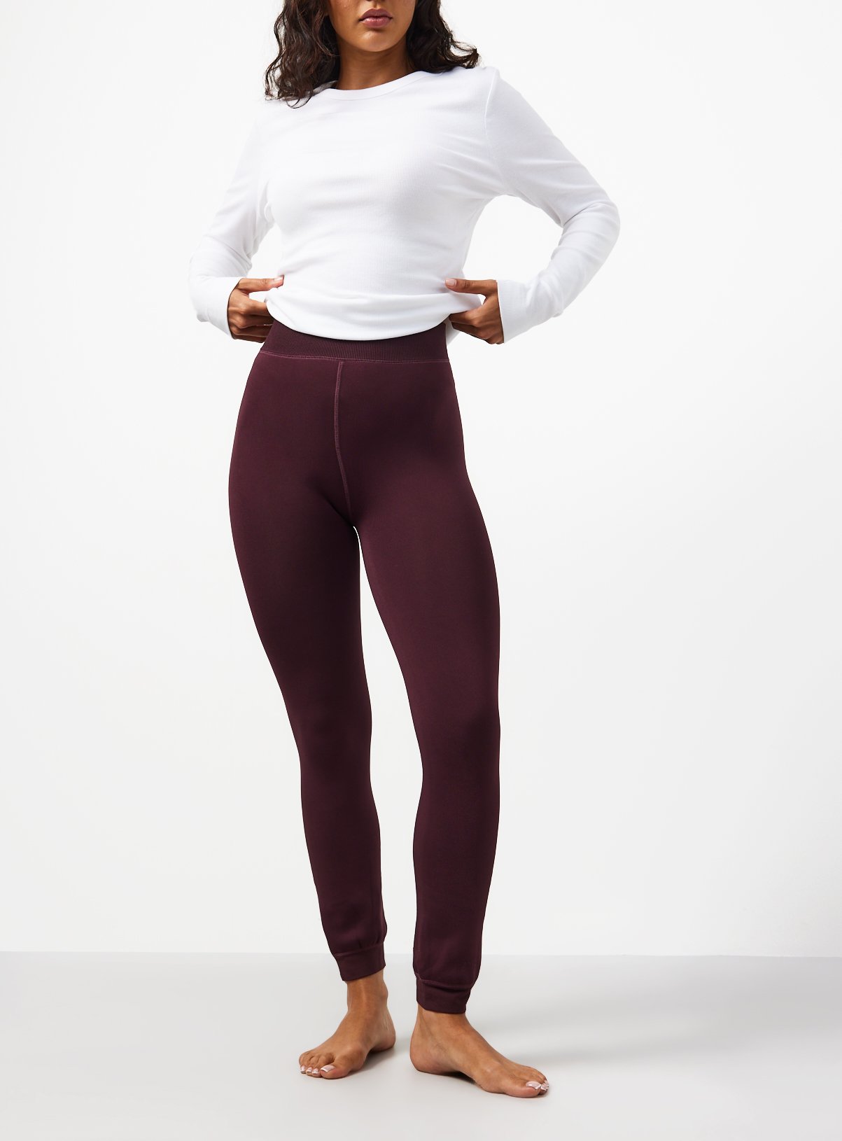 Purple Thermal Faux Fur Lined Leggings L - Image 1 thumbnail